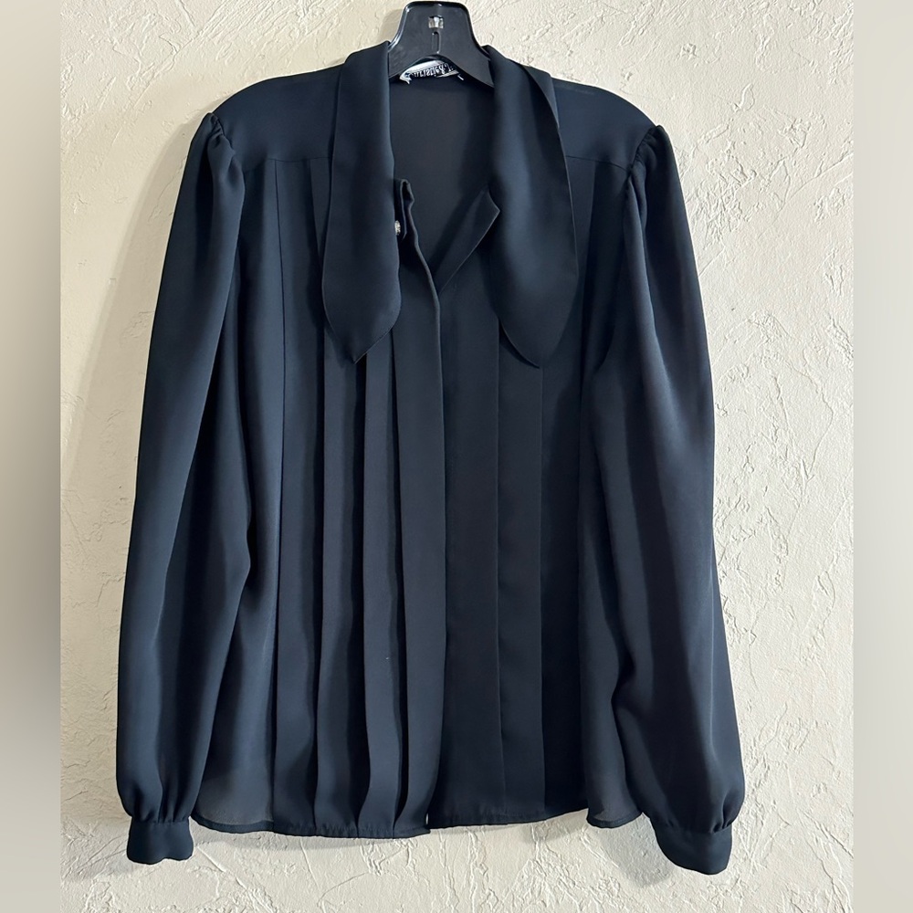 Elegant Black Blouse with Pleated Design